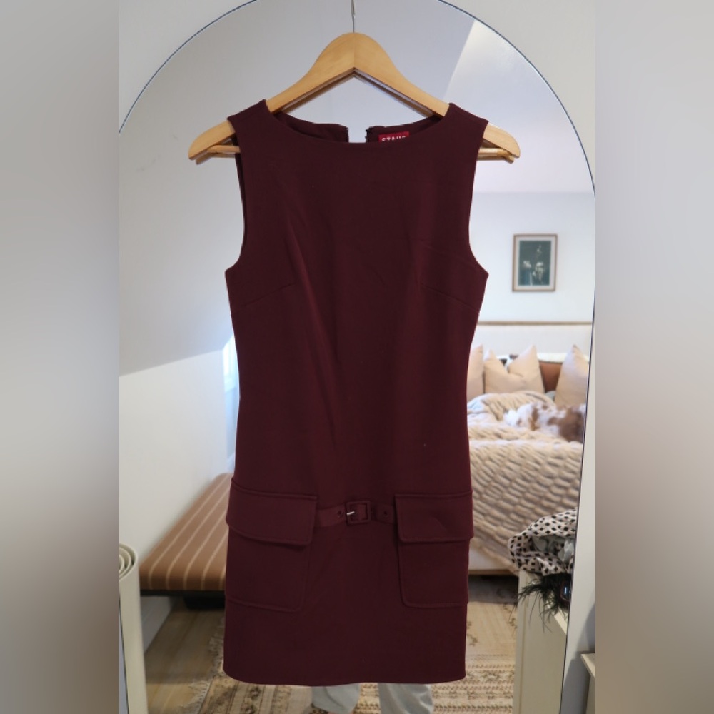 STAUD Deep Burgundy Mini Dress